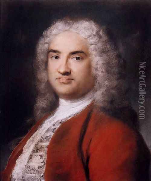 Portrait of a Gentleman in Red Oil Painting - Rosalba Carriera