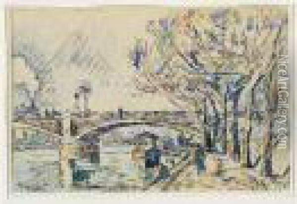 Le Pont National Oil Painting - Paul Signac