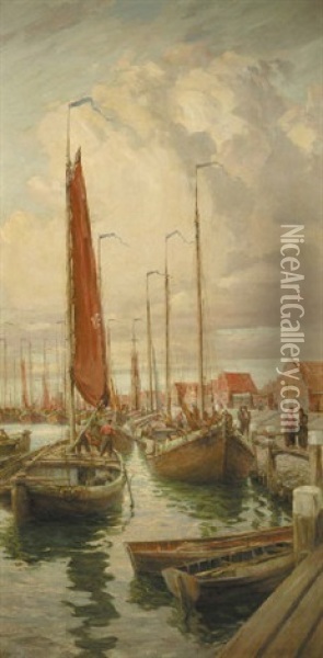 Volendam Harbour Oil Painting - Maurice Randall