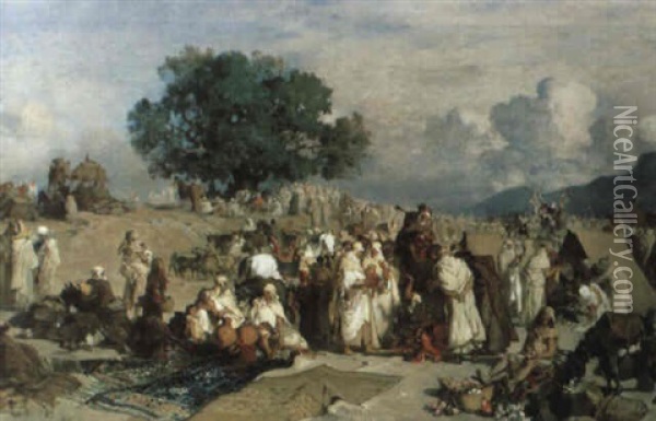 Un Marche Arabe En Algerie Oil Painting - Gustave Achille Guillaumet