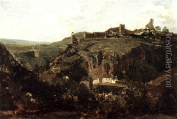 Le Vieux Chateau De Bressuire Oil Painting - Theodore Rousseau
