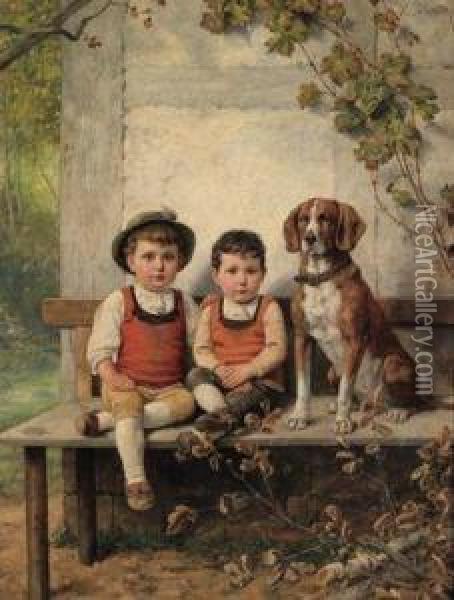 Geschwister Oil Painting - Hubert Salentin