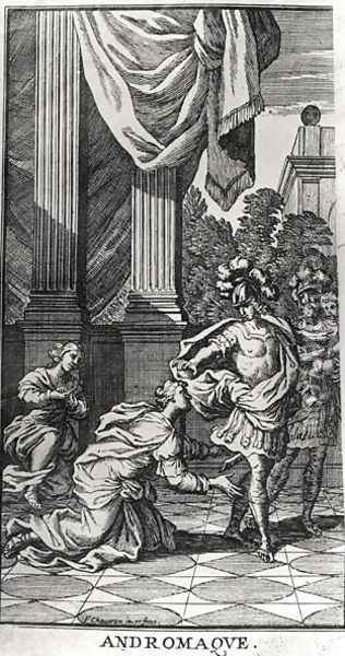 Andromache at the Feet of Pyrrhus, from 'Andromache' Oil Painting - Francois Chauveau