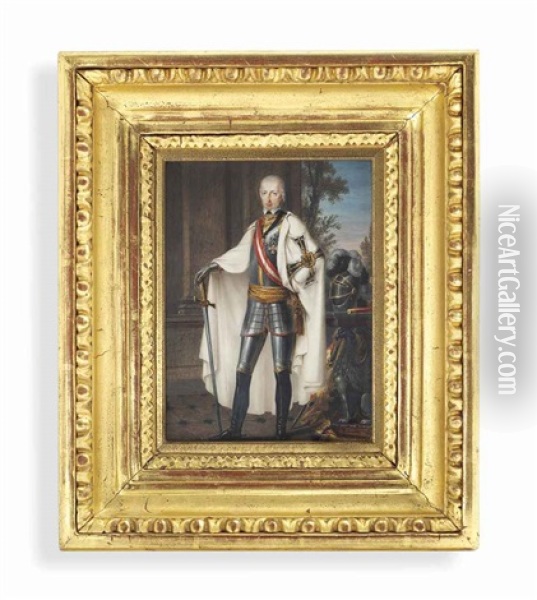 Archduke Charles Of Austria, Duke Of Teschen (1771-1847) As Grand Master Of The Order Of The Teutonic Knights, Full-length, In Armour Oil Painting - Carl Hummel