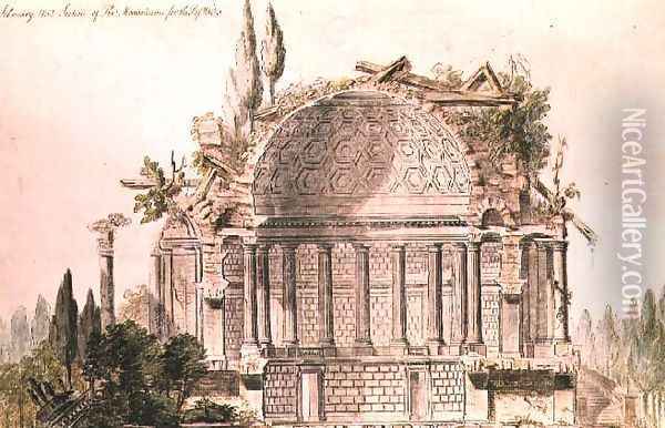 Architectural drawing for mausoleum for Frederick, Prince of Wales (1707-51), c.1751 Oil Painting - Sir William Chambers