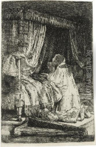 David In Prayer (b., Holl. 41; H. 258) Oil Painting - Rembrandt Van Rijn