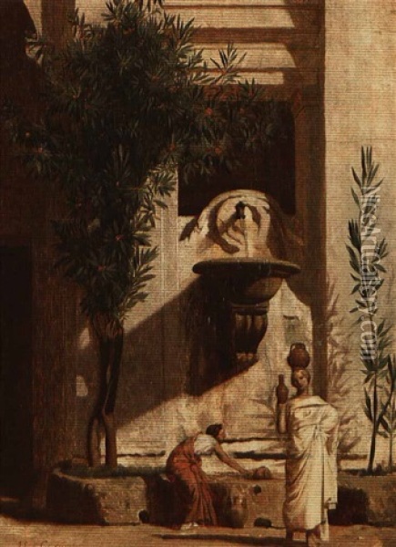 Une Fontaine A Rome Oil Painting - Jean-Leon Gerome
