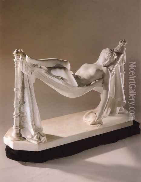 Nude Reclining In A Hammock Oil Painting - Antonio Frilli