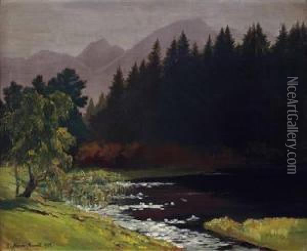 Alpensee Oil Painting - Eduard, Freiherr Von Handel-Mazetti