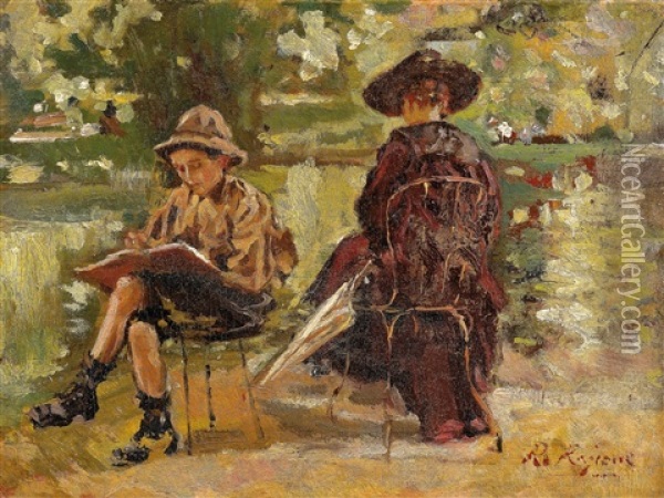 Im Park Monceau Oil Painting - Raffaele Ragione