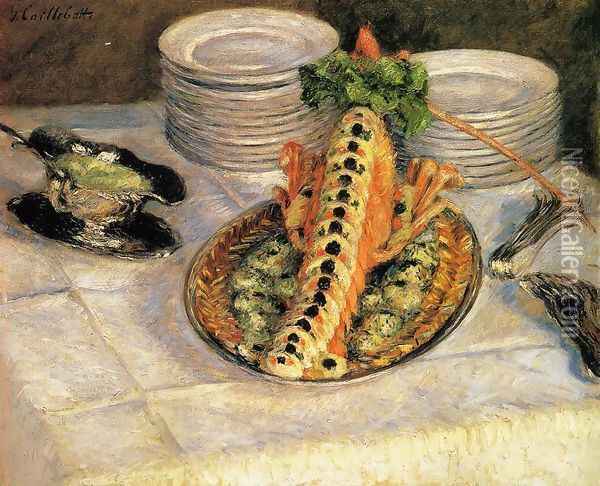 Still Life With Crayfish Oil Painting - Gustave Caillebotte