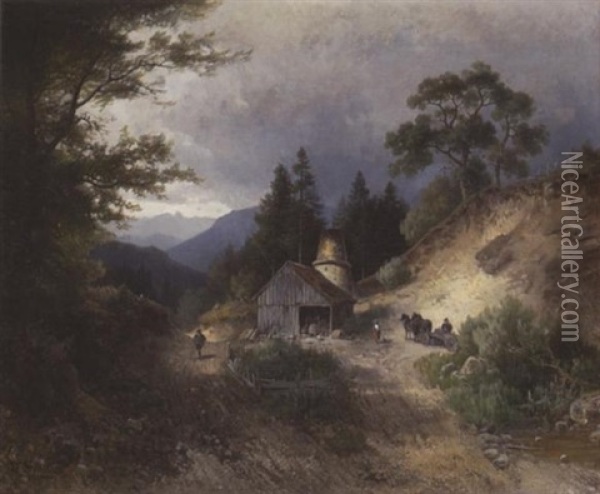 Kalkofen Im Gebirge Oil Painting - Ludwig Sckell