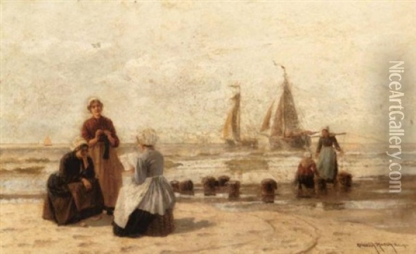Ladies On The Beach Oil Painting - Heinrich Rasch