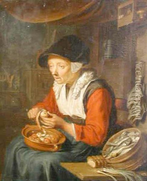 Kobieta Obierajaca Jablka Oil Painting - Dominicus van Tol
