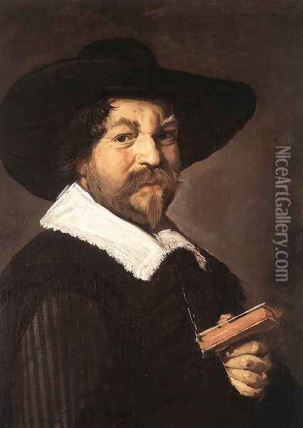 Portrait of a Man Holding a Book 1640-43 Oil Painting - Frans Hals