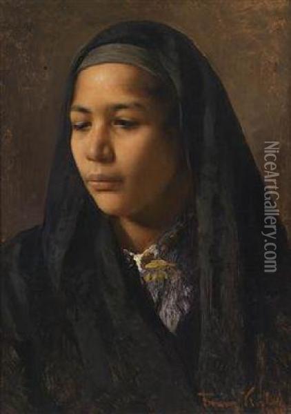 Portrait Of An Oriental Woman Oil Painting - Franz Xavier Kosler