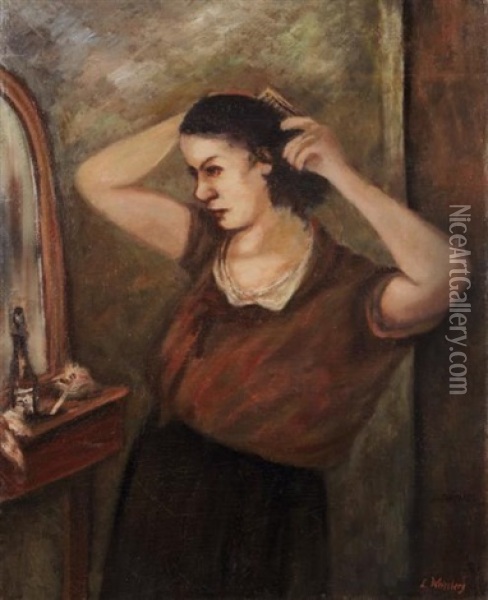 Femme A La Coiffeuse Oil Painting - Leon Weissberg