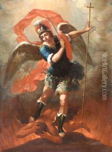 The Archangel Michael Oil Painting - Juan Carreno De Miranda