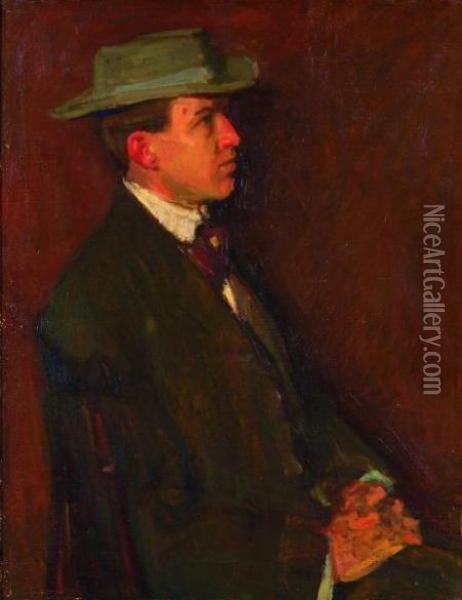 Gentleman In Profile Oil Painting - Robert Henry Logan