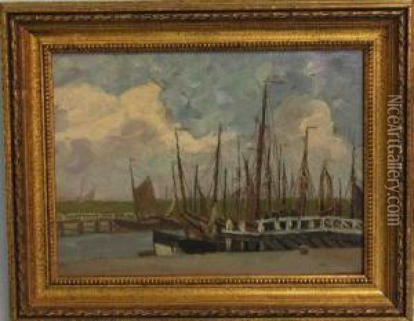 Fischerboote Im Hafen Oil Painting - Wilhelm Hambutchen