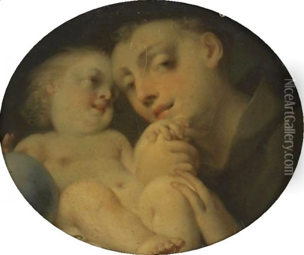 The Infant Christ With Saint Anthony Of Padua Oil Painting - Giovanni Battista Tagliasacchi