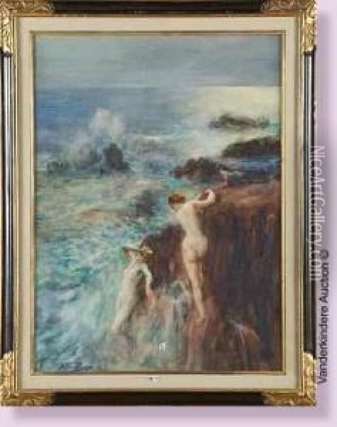 Les Baigneuses En Bord De Mer Oil Painting - Herman Richir