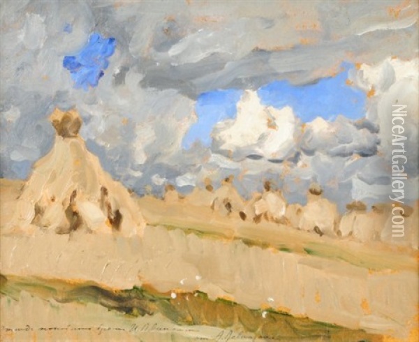 Meules, Effet Impressionniste Oil Painting - Isaak Levitan