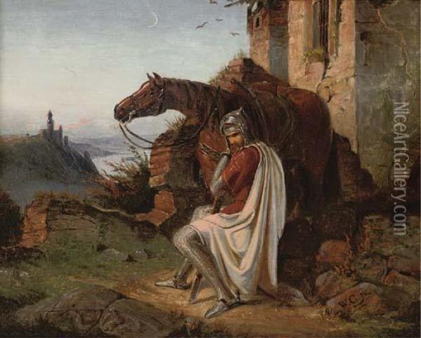 The Resting Crusader Oil Painting - Wilhelm Camphausen