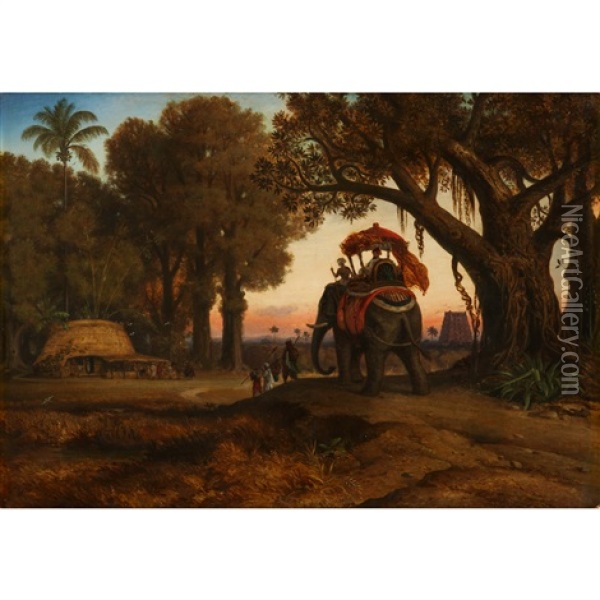Elephant Caravan Oil Painting - Evremond de Berard