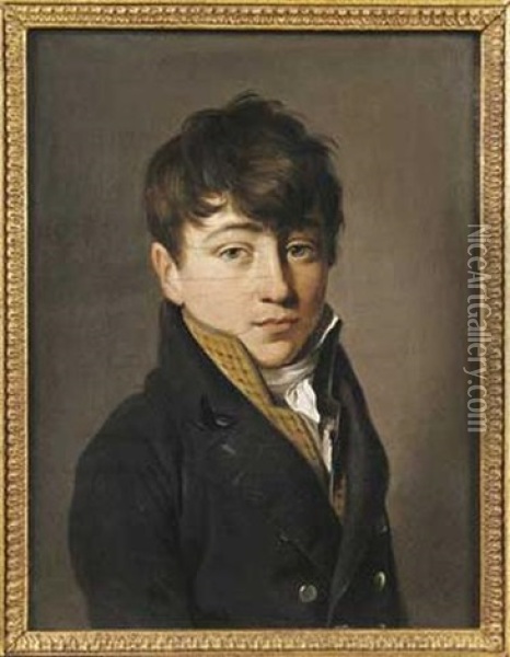 Portrait De Jeune Homme A La Redingote Noire Oil Painting - Louis Leopold Boilly