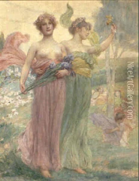 Floreal Oil Painting - Henry Siddons Mowbray