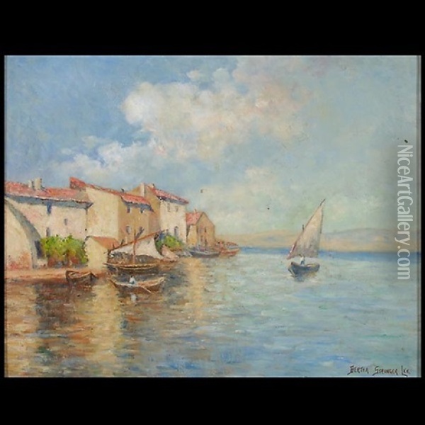 Waterfront Village, Italy Oil Painting - Bertha Stringer Lee