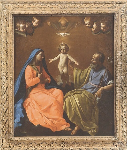 La Sacra Famiglia Come Santissima Trinita Oil Painting - Simone Cantarini