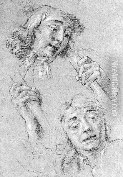 Two Heads of Soldiers Oil Painting - Dutch School