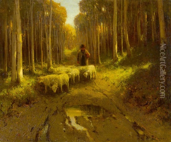 Shepherd With His Flock Oil Painting - Eanger Irving Couse