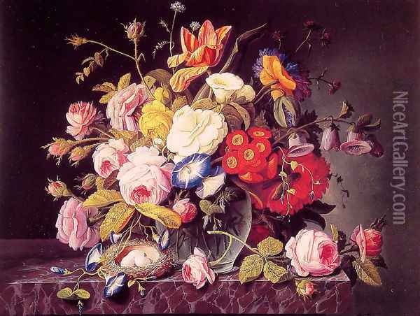 Still Life with Flowers Oil Painting - Severin Roesen
