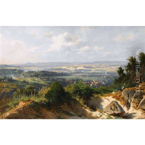 Blick Ins Neckartal Mit Der Villa Berg Oil Painting - Albert Kappis