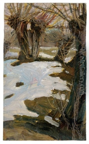 Winterlandschaft Mit Weiden Oil Painting - Egon Schiele