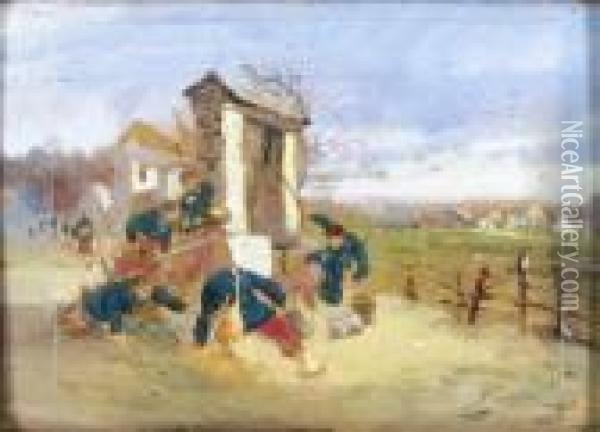 Franzosische Soldaten Zu Pferde Mit Trikolore Oil Painting - Jean Baptiste Edouard Detaille