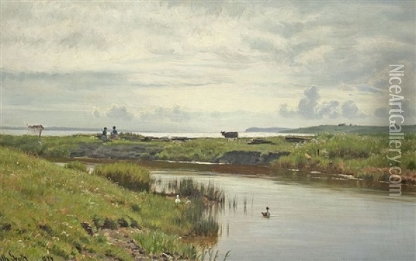 Seemundung Am Hafen Oil Painting - Vilhelm Groth