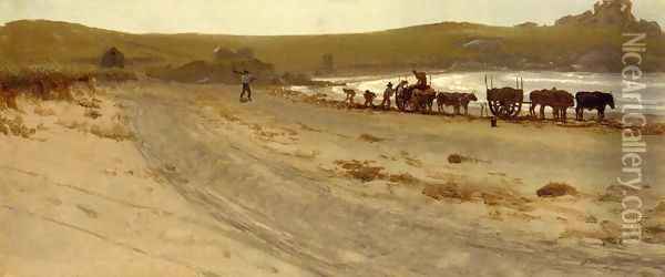 Seaweed Harvesting Oil Painting - Albert Bierstadt