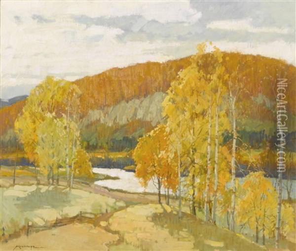 Autumn Oil Painting - Frederick J. Mulhaupt