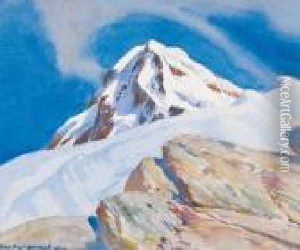 Mountain Top Oil Painting - Hans Beat Wieland
