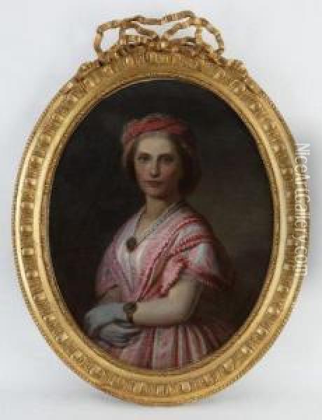 Portrait De Femme Auturban Oil Painting - Albert Walch