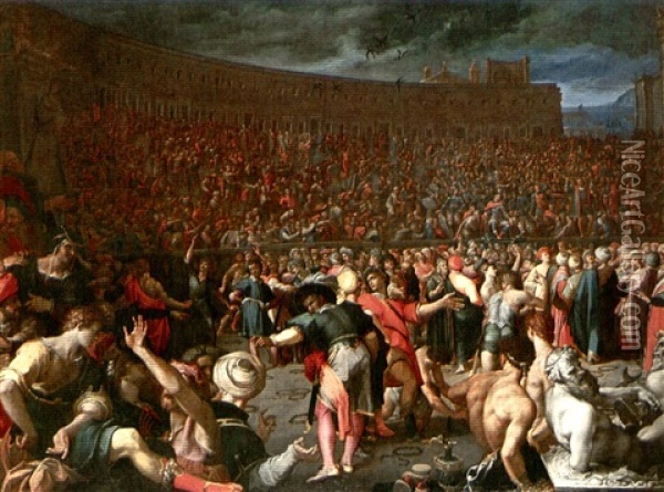 Celebration Of A Victory Oil Painting - Girolamo Macchietti