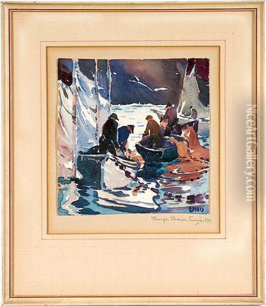 Harbor Scene Oil Painting - George Pearse Ennis