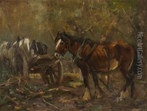The Timber Wagon Oil Painting - George Smith