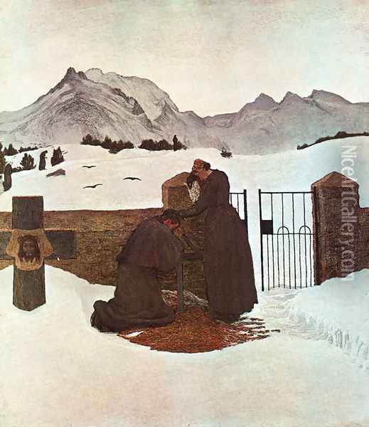 The pain comforted by the Faith (The comfort of the Faith) Oil Painting - Giovanni Segantini