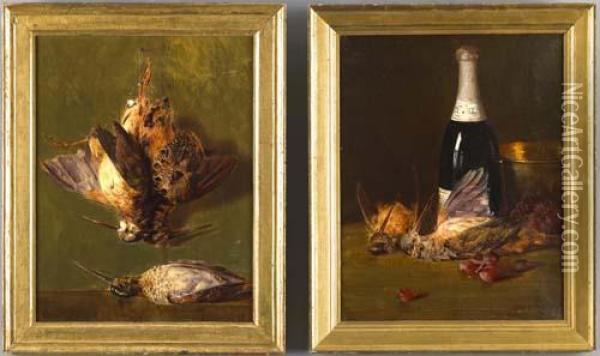 Still Lifes With Game And Champagne Bottle Oil Painting - Adam Lehr