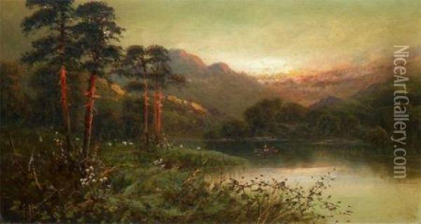 A Quiet Evening In The Highlands Oil Painting - Frank Hider